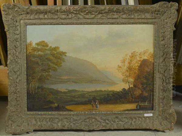 Phantasie-landschaft. Oil Painting by Franz Knebel