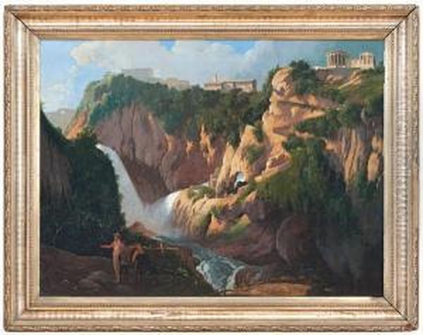 Veduta Di Tivoli Con Le Cascate Dell'aniene Oil Painting by Franz Knebel