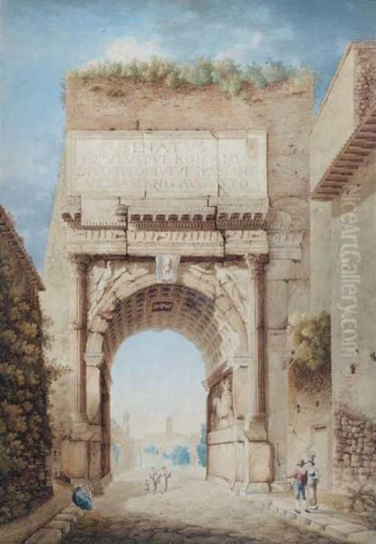 Vue De L'arc De Titus Oil Painting by Franz Knebel