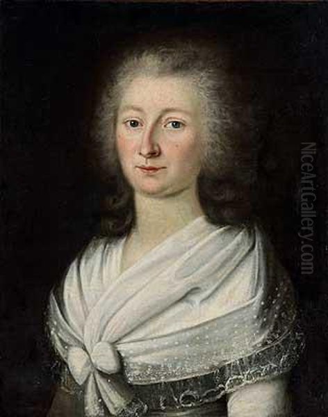 Portrait Einer Dame Mit Spitzenschal Oil Painting by Georg Kneipp