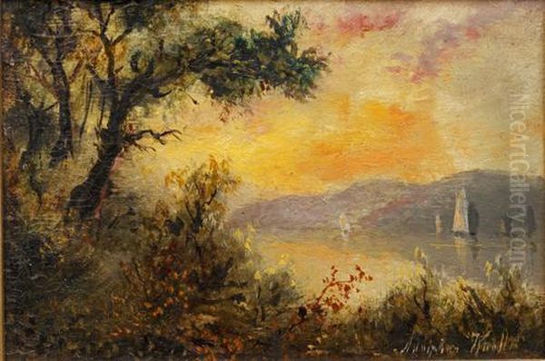 Coastal Landscape Oil Painting by Adolphus Knell