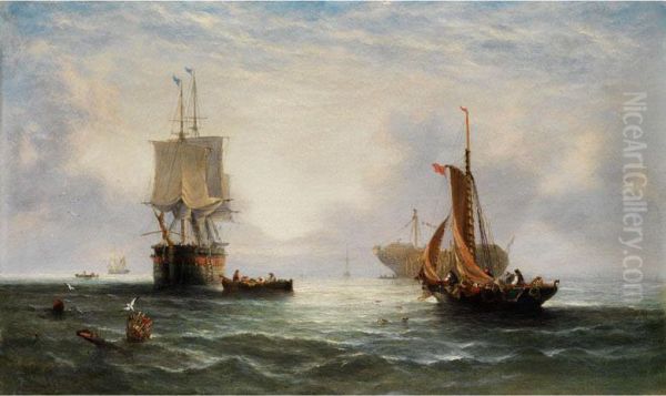 Marinestuck Oil Painting by William Calcott Knell