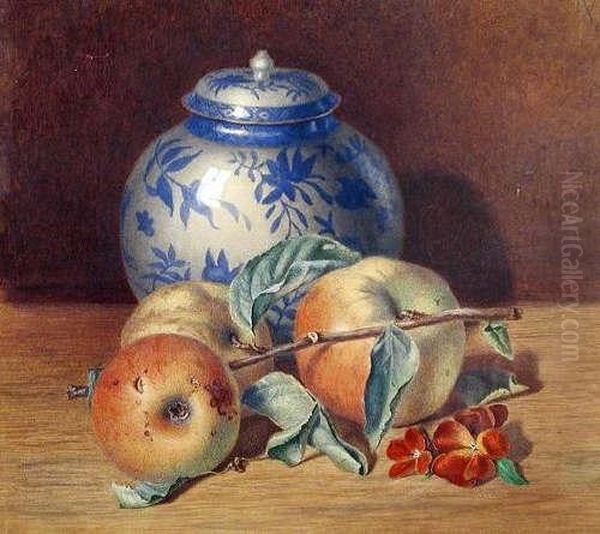 Still Life Of Fruit And A Chinese Jar Oil Painting by Walter John Holmes Knewstub