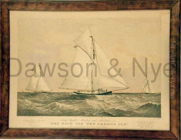 Sloop Yachts Mischief And Atalanta In The Race For The America Cup At New York, Nov. 9th And 10th 1881 Oil Painting by Charles Parsons Knight