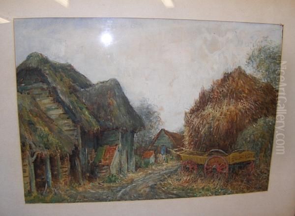 A Berkshire Rickyard Oil Painting by Clara Knight