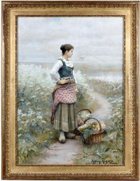 Maraichere Au Dessus De La Seine Oil Painting by Daniel Ridgway Knight