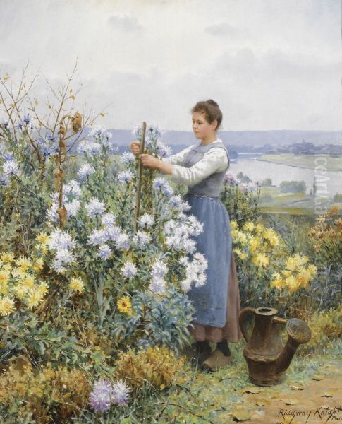 Chrysanthemums Oil Painting by Daniel Ridgway Knight