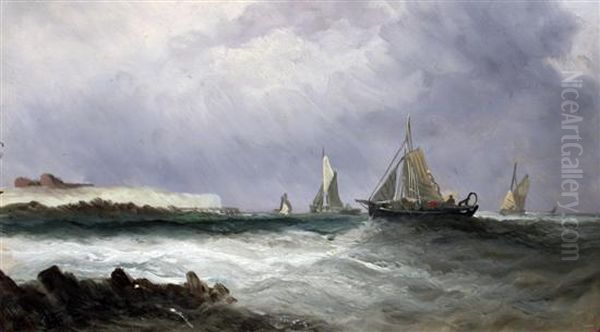 Fishing Boats At Sea Oil Painting by G. Balfour Knight