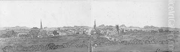 Panoramic View Of Leicester Oil Painting by John Baverstock Knight