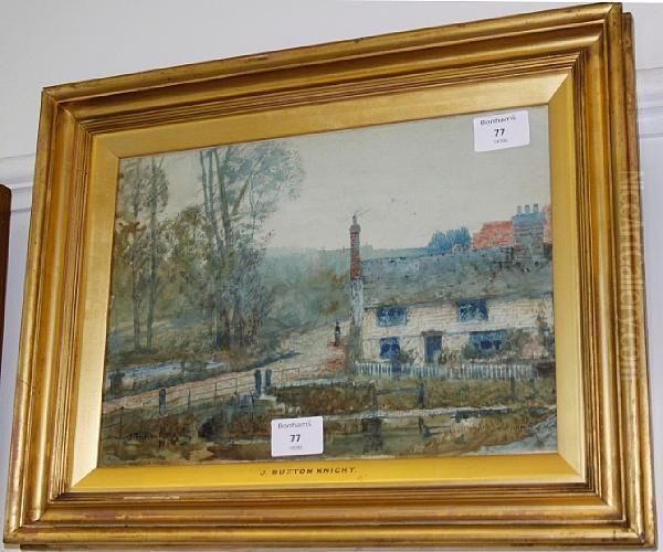 Rural Cottage Oil Painting by John William Buxton Knight