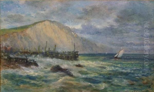 Old Breakwater, 
Ventnor, Isle Of Wight Oil Painting by John William Buxton Knight