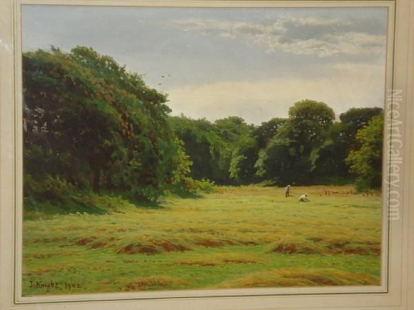 Haytime Oil Painting by Joseph Knight