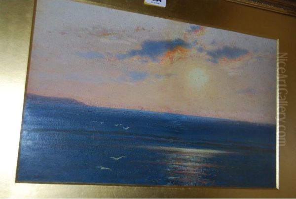 Coastal Sunset With Gulls Oil Painting by Joseph Knight