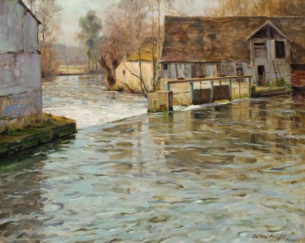 Along A River, France Oil Painting by Louis Aston Knight