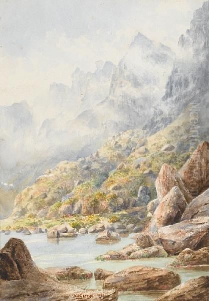 A Mountain Stream Oil Painting by William George Knight