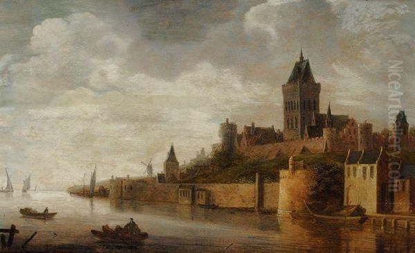 View Of The Valkhof Castle In Nijmegen Oil Painting by Wouter Knijff