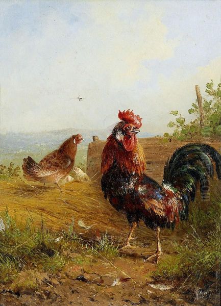 Tupp Och Hona I Landskap Oil Painting by Joseph Augustus Knip