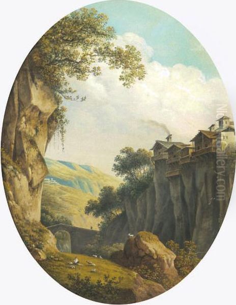 Paysage De Suisse Oil Painting by Henri Knip