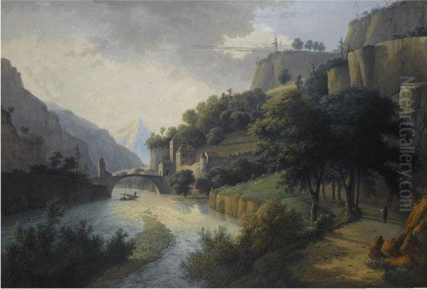 View Of The Bridge At San Moritz, Switzerland Oil Painting by Henri Knip