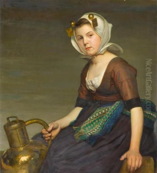 Girl With A Jug Oil Painting by Hermann Knopf