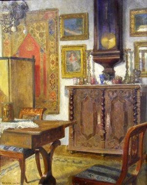 Interior Scene Oil Painting by Imre, Emerich Knopp