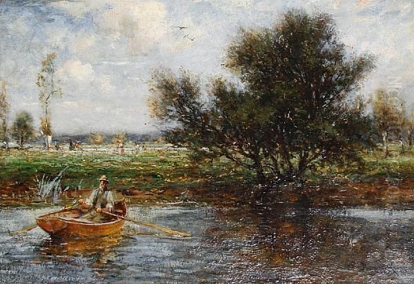 A Quiet Backwater Oil Painting by Davidson Knowles