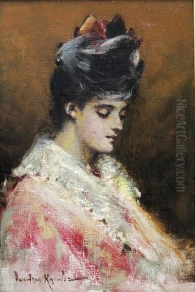 Portrait Of A Lady Oil Painting by Davidson Knowles