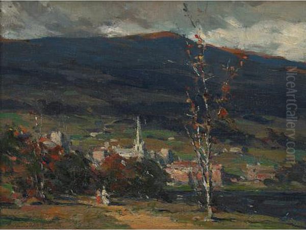 View Of A Village Oil Painting by Farquhar Mcgillivr. Knowles