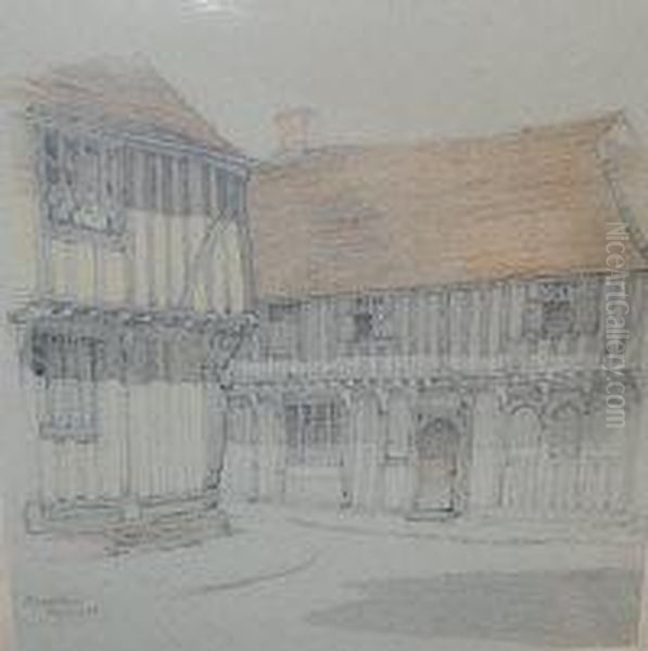 Fry - View Of Lavenham Oil Painting by Joseph Edward Knowles Sr.