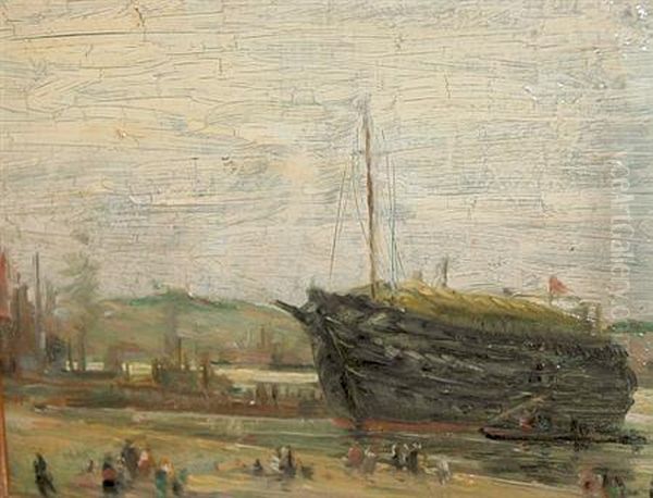 Beached Ship Oil Painting by James Knox