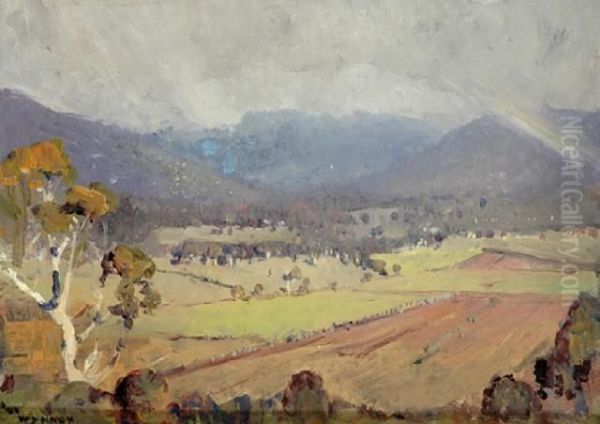 Rain In The Hills Healesville Oil Painting by William Dunn Knox