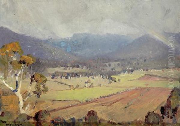 Rain In The Hills Healesville Oil Painting by William Dunn Knox