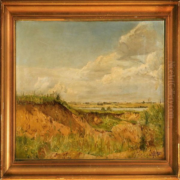 Bakket Landskab Oil Painting by Hans Knudsen