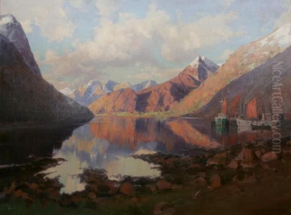 Fjordlandskap by Peder Knudsen