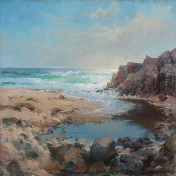 Coastal Scene From Bornholm, Denmark Oil Painting by Peder Knudsen