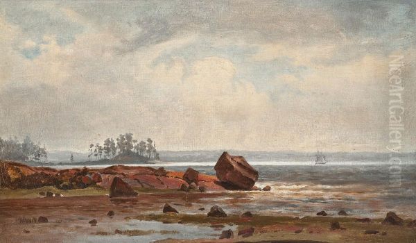 Misty Coastal View Oil Painting by Johan Knutson