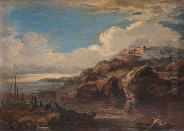 View Of The Coast Oil Painting by Johan Knutson