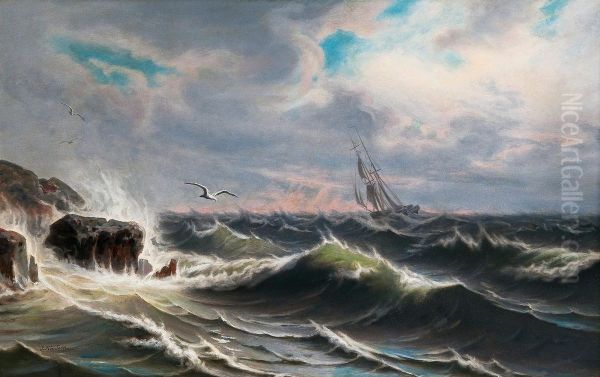 Stormy Seas Oil Painting by Johan Knutson