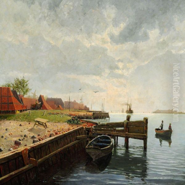 Summer Day At Egernsund Brickworks Oil Painting by Johann Knutz