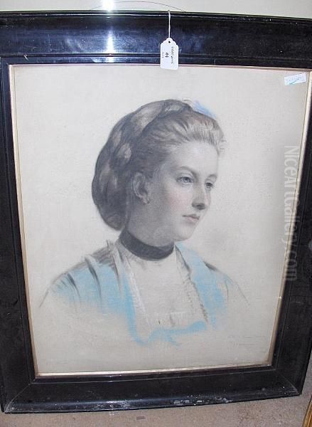 Portrait Of Hrh Princess Christian, And Inscribed Oil Painting by Georg Koberwein