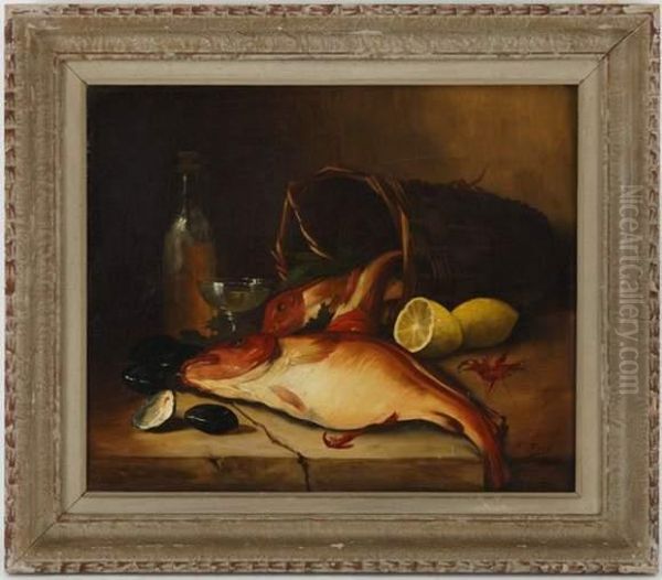 Nature Morte Au Poisson Oil Painting by Friedrich Ferdinand Koch