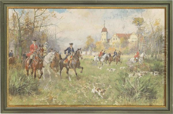 The Fox Hunt Oil Painting by Georg Karl Koch