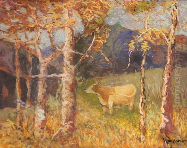 Cow In A Field by George Joseph Koch