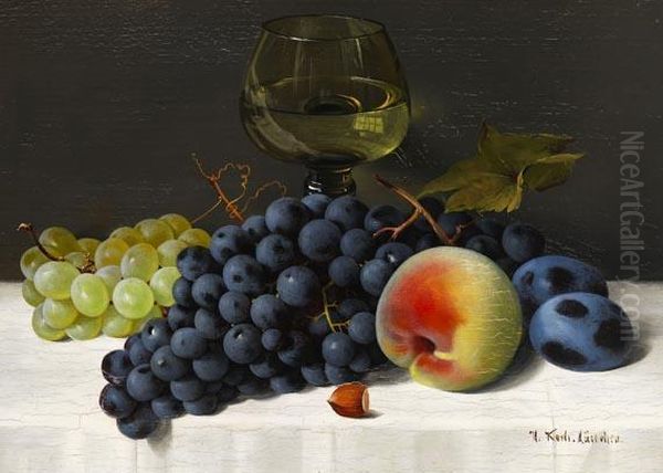 Fruchtestillleben Mit Weinkelch Oil Painting by Hermann Koch