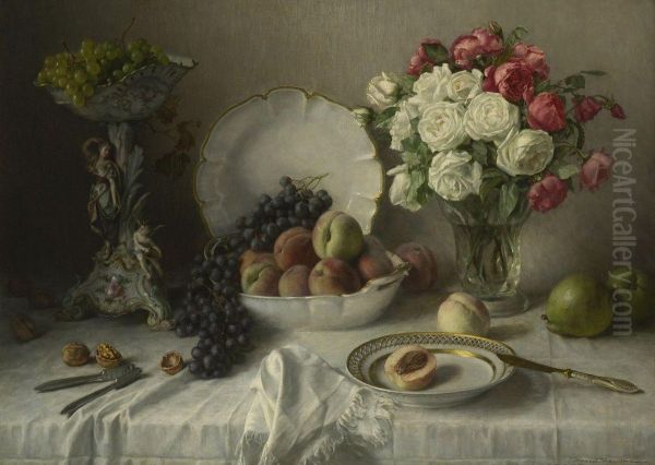 Stillleben Mit Blumen Und Fruchten Oil Painting by Hermann Koch