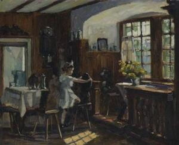 Madchen In Der Stube. Oil Painting by Julius Koch