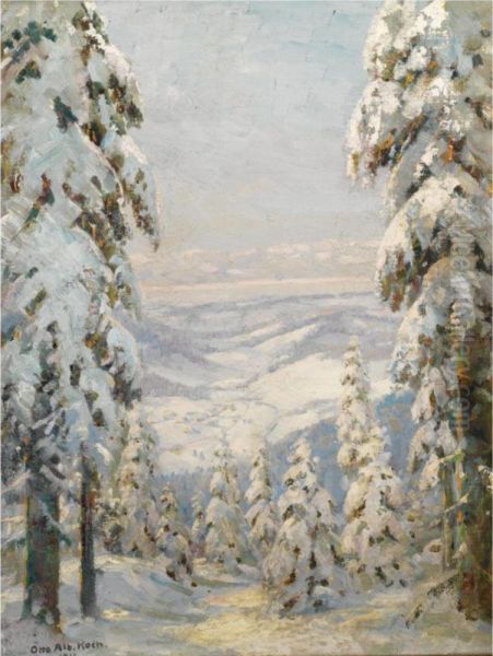 Winter Landscape Oil Painting by Otto Albert Koch