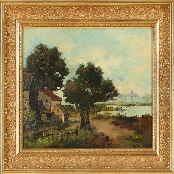 Summer Landscape Withcountry Houses Oil Painting by Theodor Koch