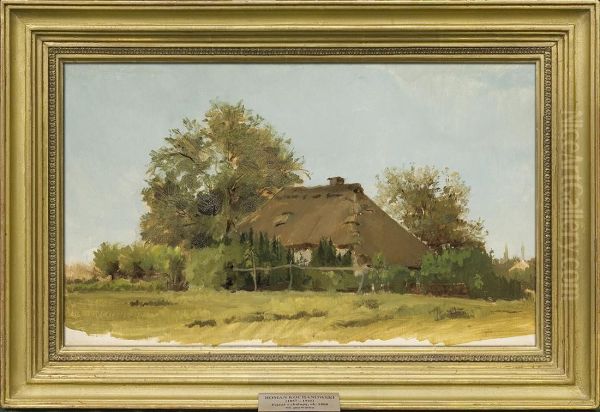 Landscape With Hut Oil Painting by Roman Kochanowski