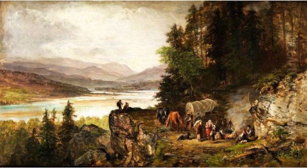 Die Rast Im Hochgebirge Oil Painting by Julius Kockert